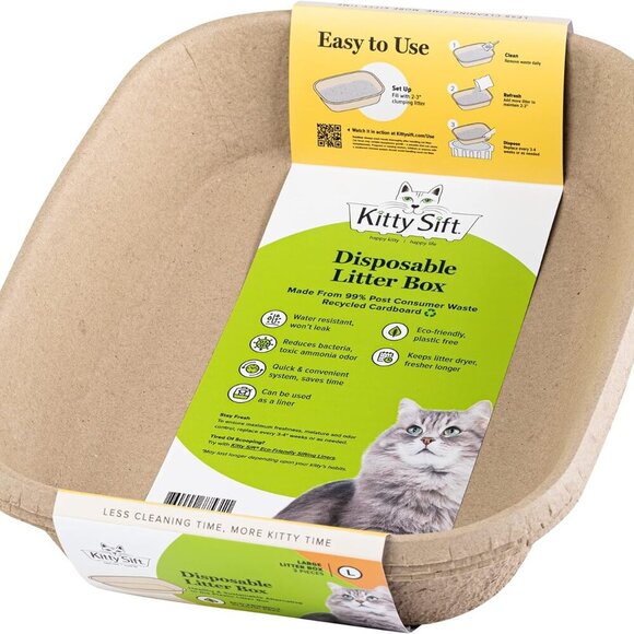 Disposable Cat Litter Box Large 6-Pack Eco-Friendly Water Resistant Cardboard - Picture 1 of 11